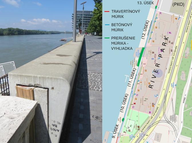 Náhľad pre Pôvodné kamenné zábradlie pri Dunaji – 9. (západná časť) až 12. úsek pri River Parku - Bratislava