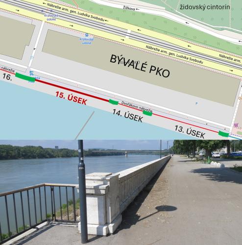 Náhľad pre Kamenné zábradlie pri Dunaji – 15. úsek pri vyústení a zastávkach Kráľovské údolie - Bratislava